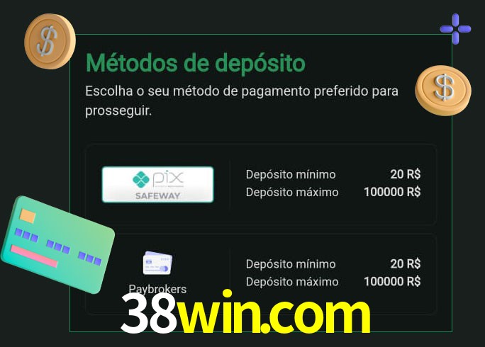 O cassino 38win.com oferece uma grande variedade de métodos de pagamento